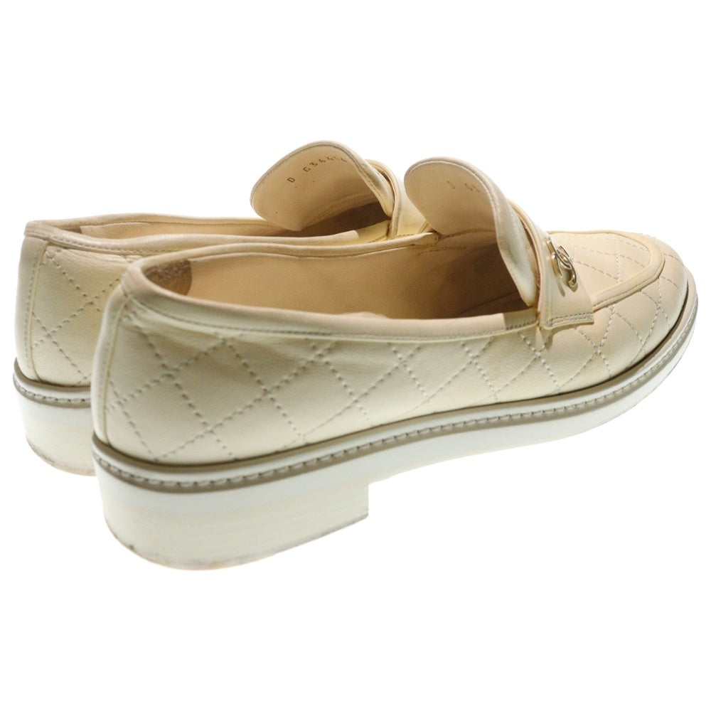 CHANEL(シャネル) ココマーク マトラッセ ローファー アイボリー レザー 靴 レディース