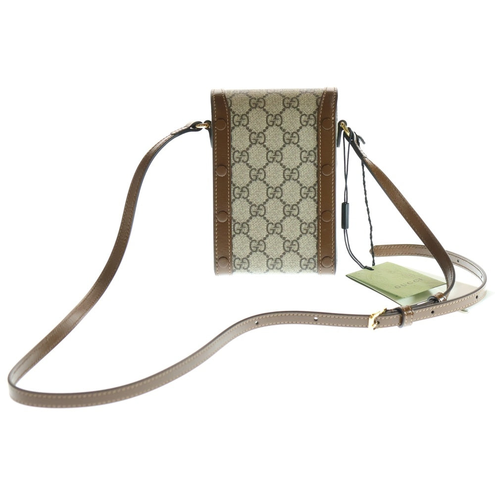 GUCCI(グッチ) GGスプリーム ホースビット ミニ ショルダーバッグ ポシェット ブラウン PVC×レザー