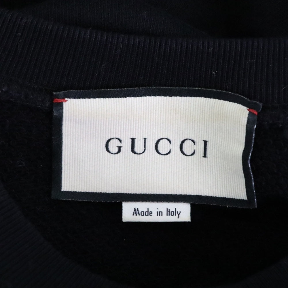GUCCI(グッチ) インターロッキングG シェリーライン ロゴ刺繍 クルーネック プルオーバー スウェットトレーナー ブラック 469250