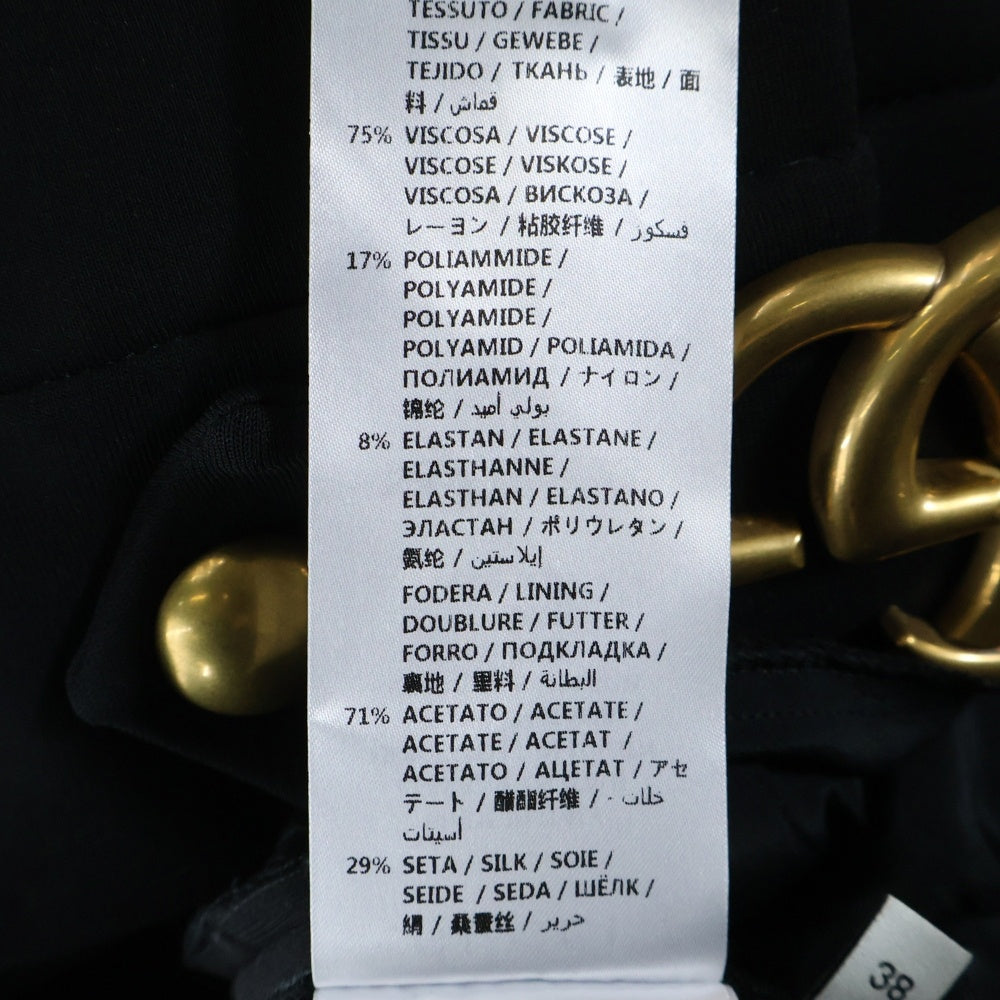 GUCCI(グッチ) GGマーモント バックル ビスコース セミフレア スラックスパンツ トラウザーズ ブラック/ゴールド レディース 462569