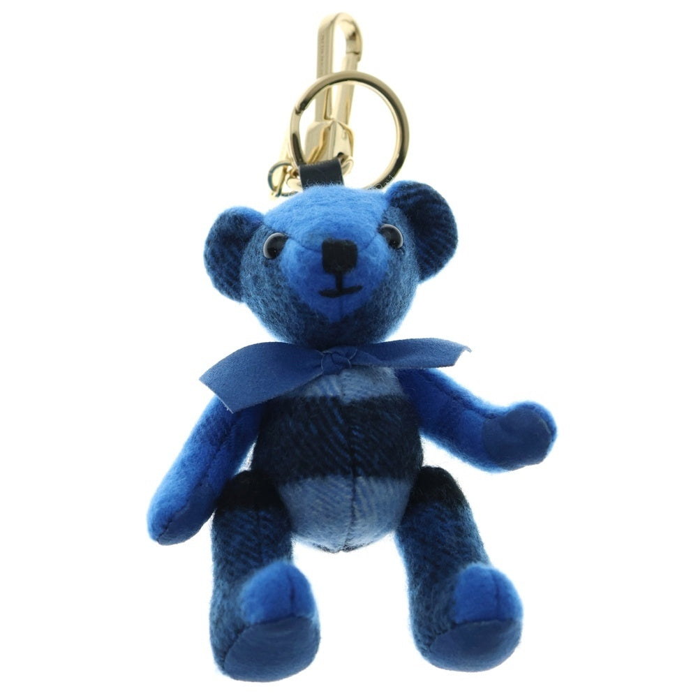 BURBERRY(バーバリー) トーマスベア チャーム ノバチェック柄 テディ キーリング キーホルダー ゴールド金具 ブルー