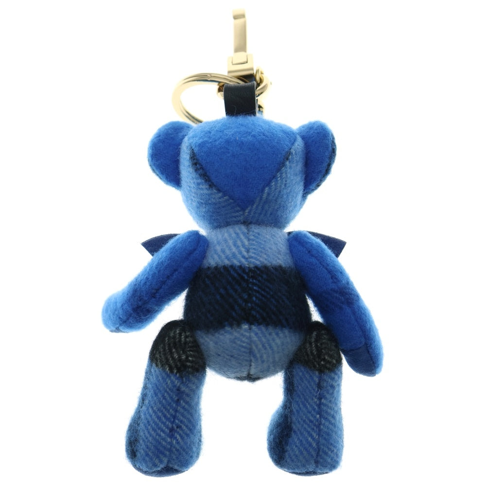 BURBERRY(バーバリー) トーマスベア チャーム ノバチェック柄 テディ キーリング キーホルダー ゴールド金具 ブルー