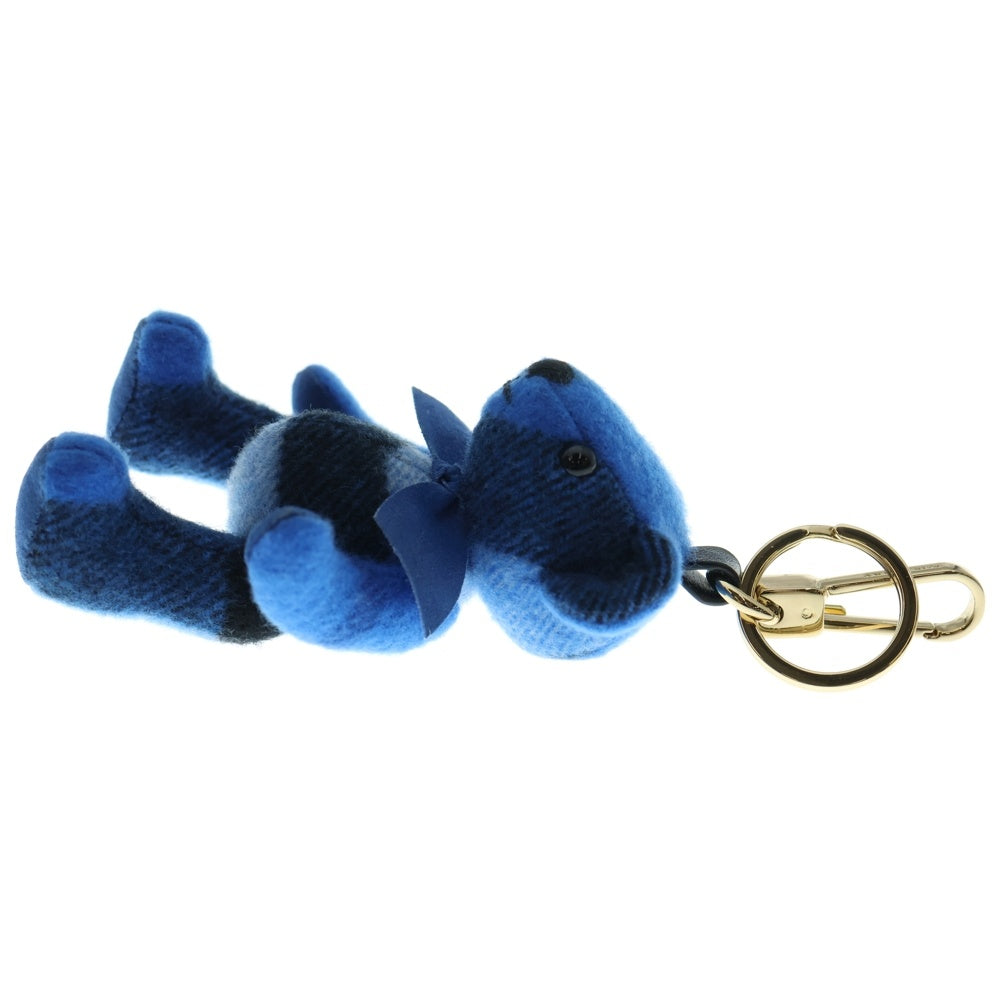 BURBERRY(バーバリー) トーマスベア チャーム ノバチェック柄 テディ キーリング キーホルダー ゴールド金具 ブルー