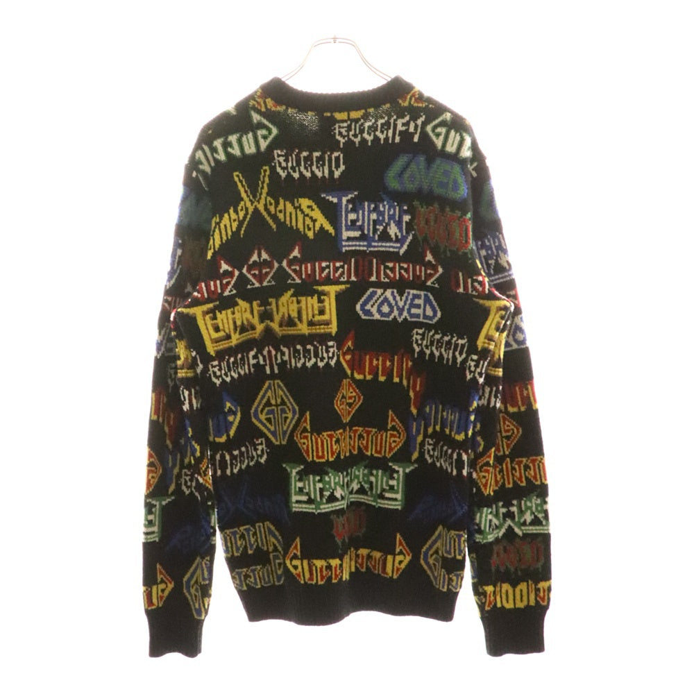 GUCCI(グッチ) 18AW Metal Mix Wool Sweater メタルロゴ ミックス マルチカラー ウール クルーネック プルオーバー 長袖ニット セーター ブラック 548945