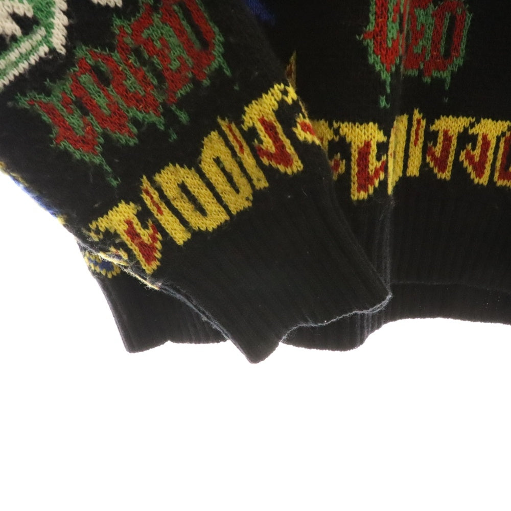 GUCCI(グッチ) 18AW Metal Mix Wool Sweater メタルロゴ ミックス マルチカラー ウール クルーネック プルオーバー 長袖ニット セーター ブラック 548945