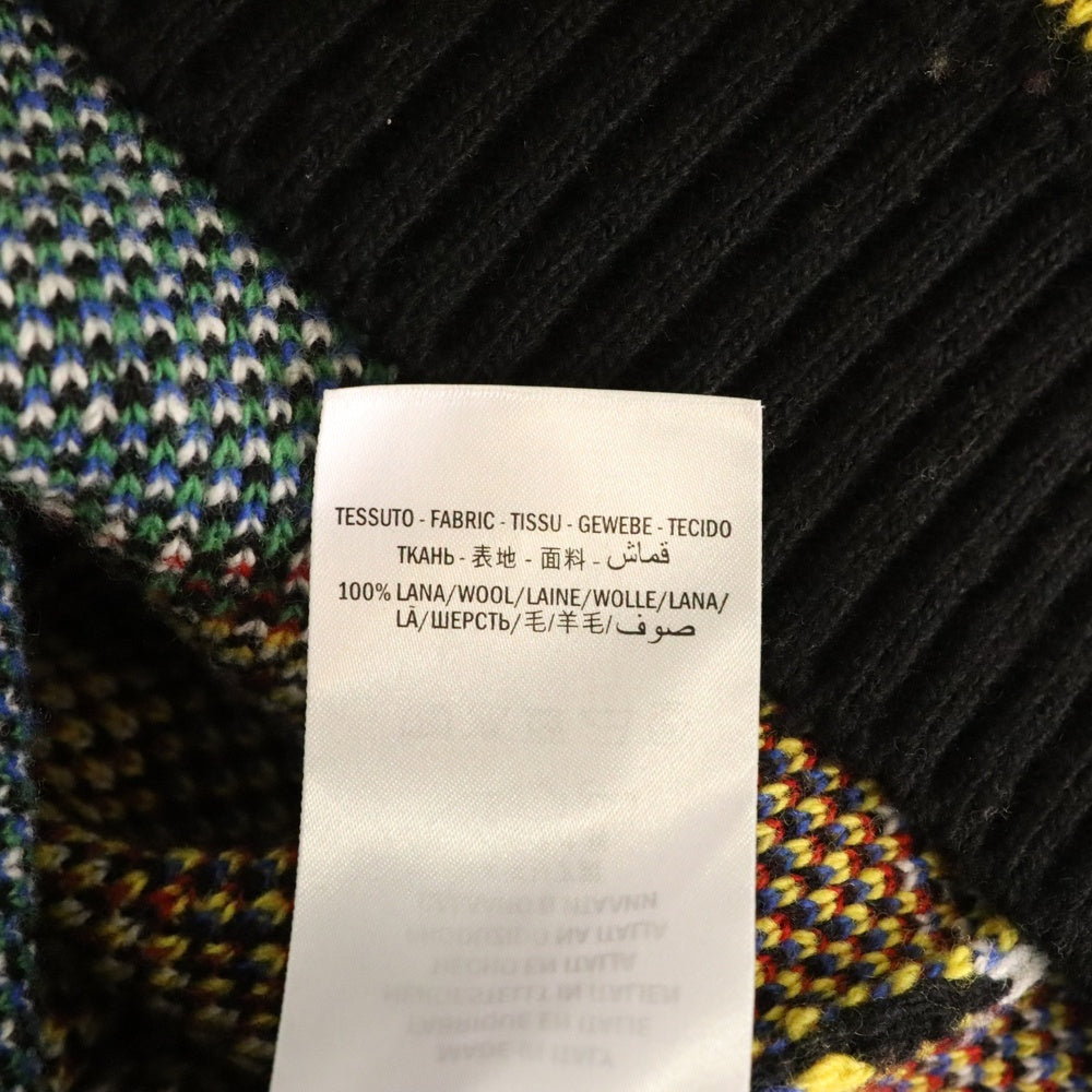 GUCCI(グッチ) 18AW Metal Mix Wool Sweater メタルロゴ ミックス マルチカラー ウール クルーネック プルオーバー 長袖ニット セーター ブラック 548945