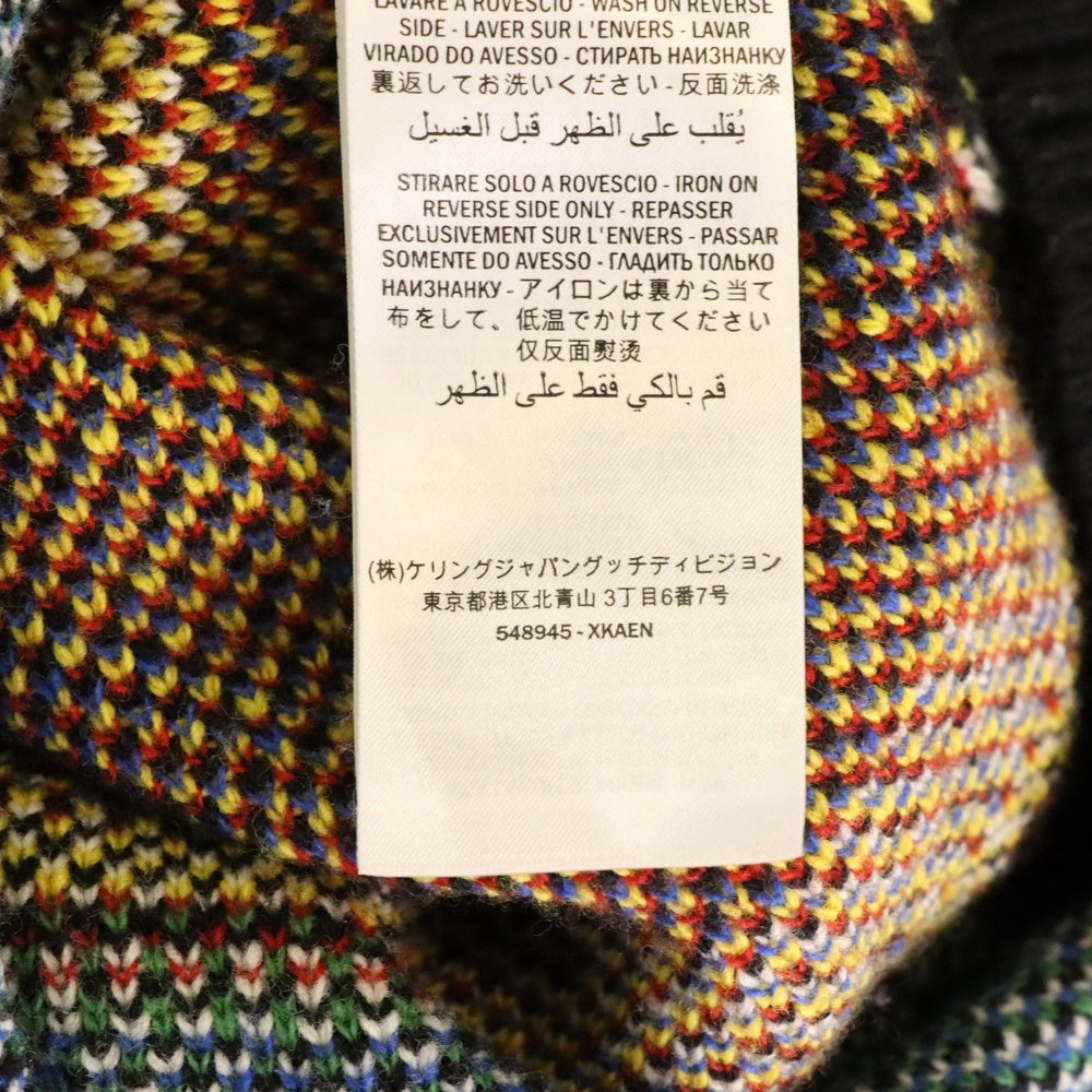 GUCCI(グッチ) 18AW Metal Mix Wool Sweater メタルロゴ ミックス マルチカラー ウール クルーネック プルオーバー 長袖ニット セーター ブラック 548945