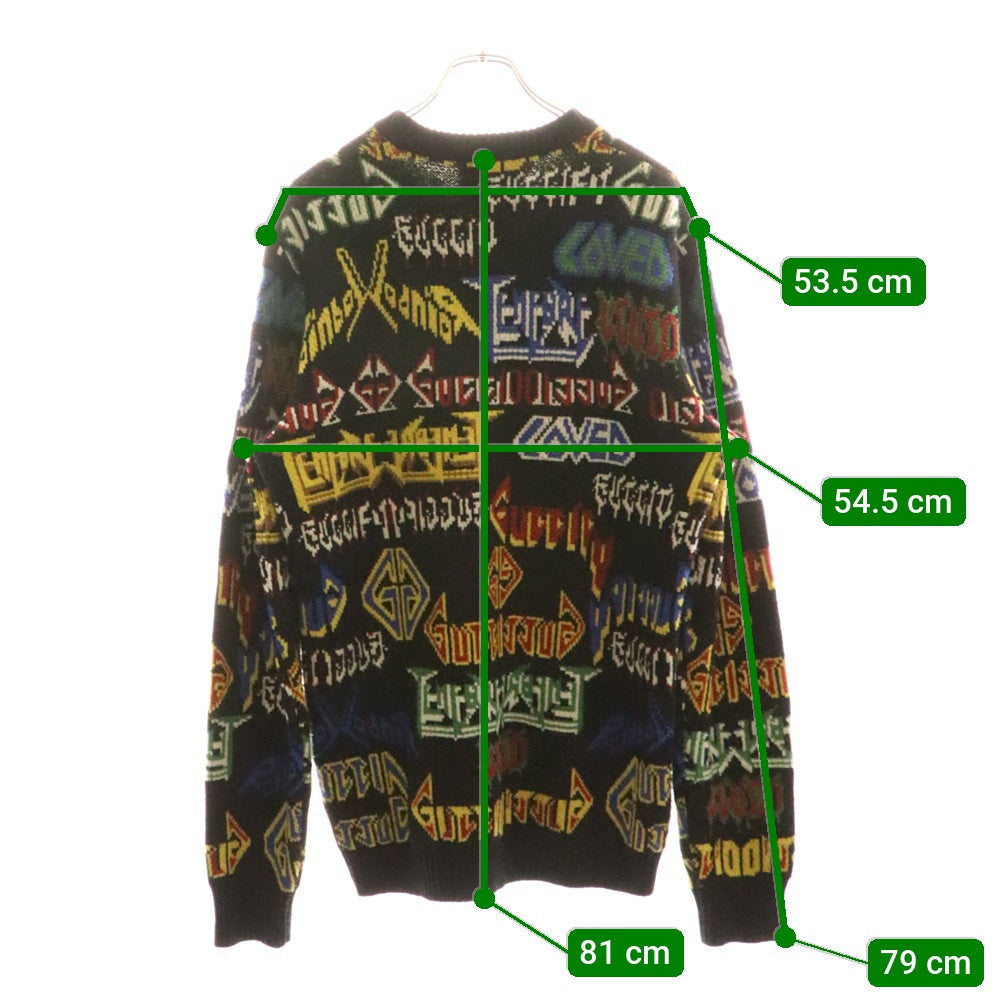 GUCCI(グッチ) 18AW Metal Mix Wool Sweater メタルロゴ ミックス マルチカラー ウール クルーネック プルオーバー 長袖ニット セーター ブラック 548945