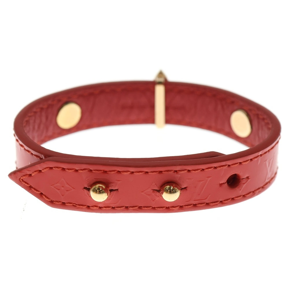 LOUIS VUITTON(ルイヴィトン) モノグラムフラワー レザー ブレスレット バングル ゴールド金具 レッド レディース M6535