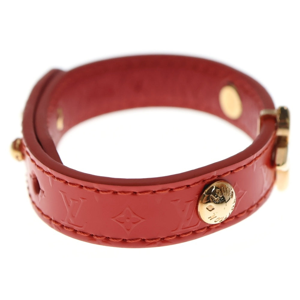 LOUIS VUITTON(ルイヴィトン) モノグラムフラワー レザー ブレスレット バングル ゴールド金具 レッド レディース M6535