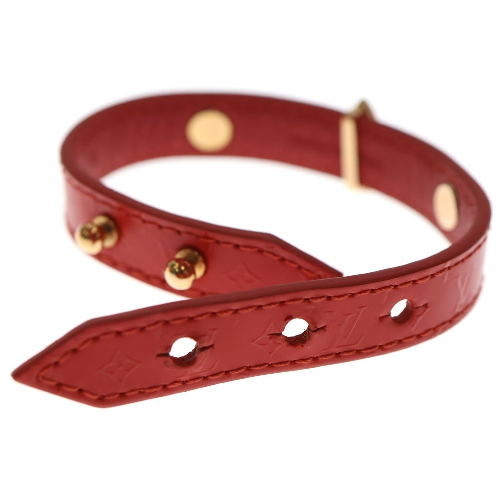 【美品】　ルイヴィトン モノグラム×フラワー　レザーバングル　ブラック LOUIS VUITTON(ルイヴィトン) モノグラムフラワー レザー ブレスレット