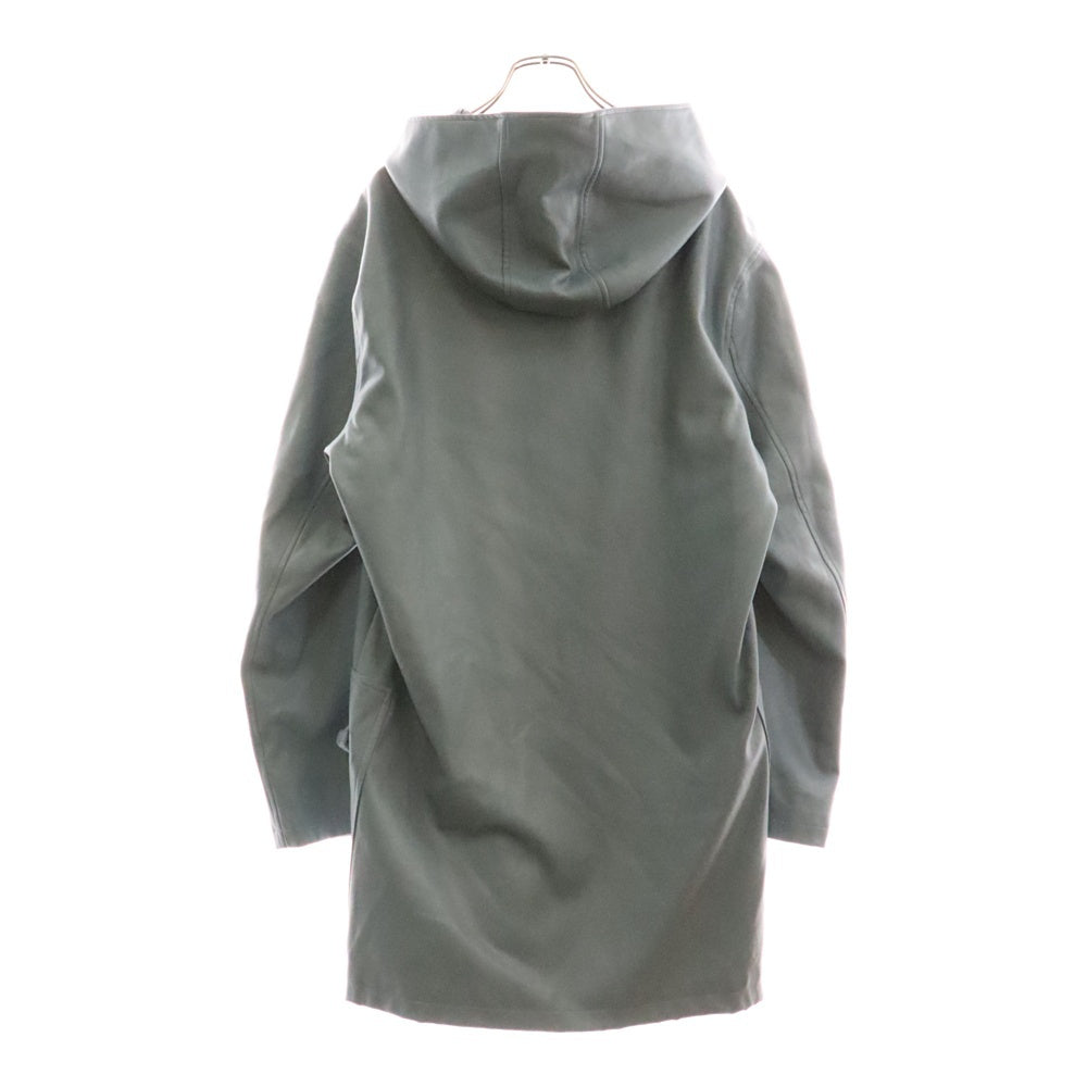 noID(ノーアイディー) フード付きコート レザージャケット ライトブルー ブラック金具 合成皮革