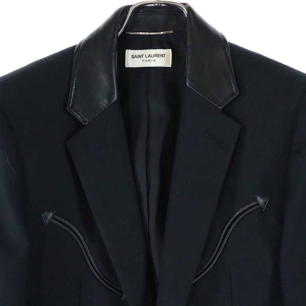 SAINT LAURENT PARIS(サンローランパリ) 18AW レザー ラペル ウエスタンポケット ウール 1B テーラードジャケット ブラック 559562