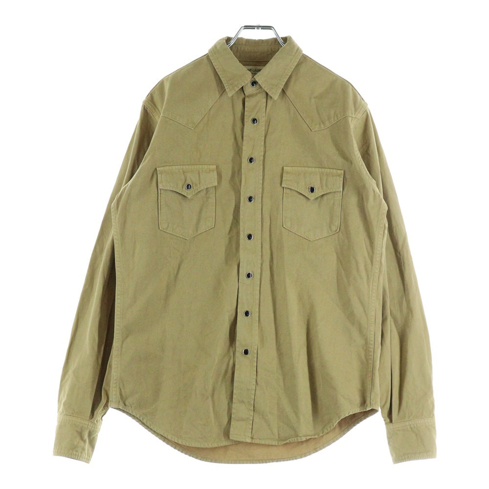 SAINT LAURENT PARIS(サンローランパリ) 20SS ウエスタン スナップボタン コットン 長袖シャツ ベージュ 597059