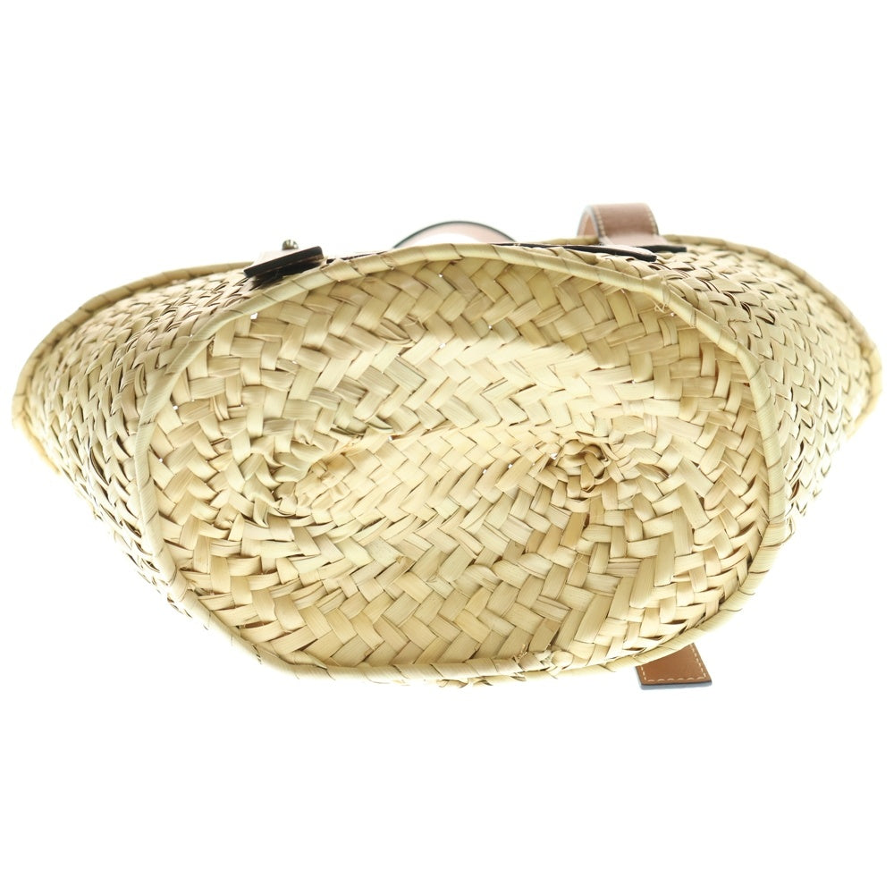 LOEWE(ロエベ) アナグラム バスケットバッグ カゴバッグ ハンドバッグ スモール ラフィア×レザー ブラウン×ベージュ