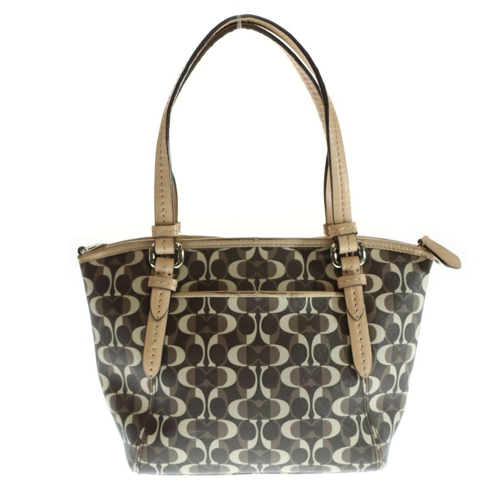 COACH(コーチ) シグネチャー 2WAYハンドバッグ ショルダーバッグ ブラウン×ベージュ シルバー金具 レザー×PVC F26401