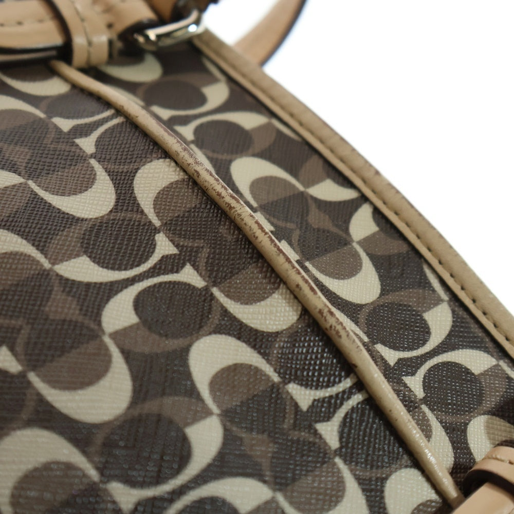 COACH(コーチ) シグネチャー 2WAYハンドバッグ ショルダーバッグ ブラウン×ベージュ シルバー金具 レザー×PVC F26401