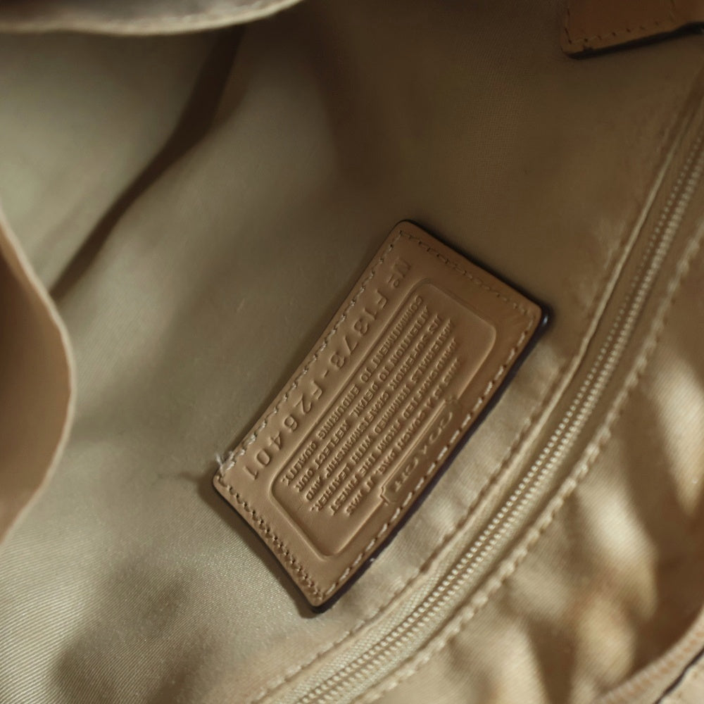 COACH(コーチ) シグネチャー 2WAYハンドバッグ ショルダーバッグ ブラウン×ベージュ シルバー金具 レザー×PVC F26401