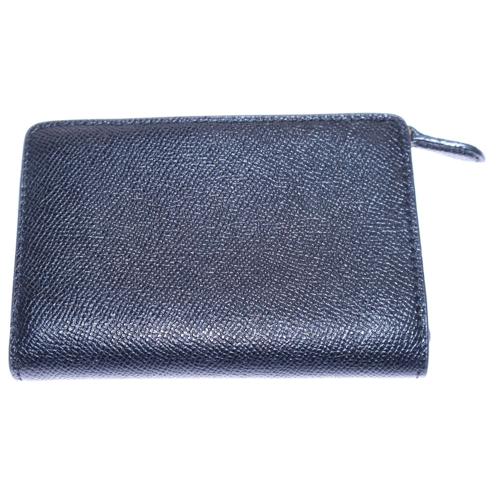 COACH(コーチ) コンパクトウォレット 二つ折り財布 カードケース ブラック レザー ゴールド金具