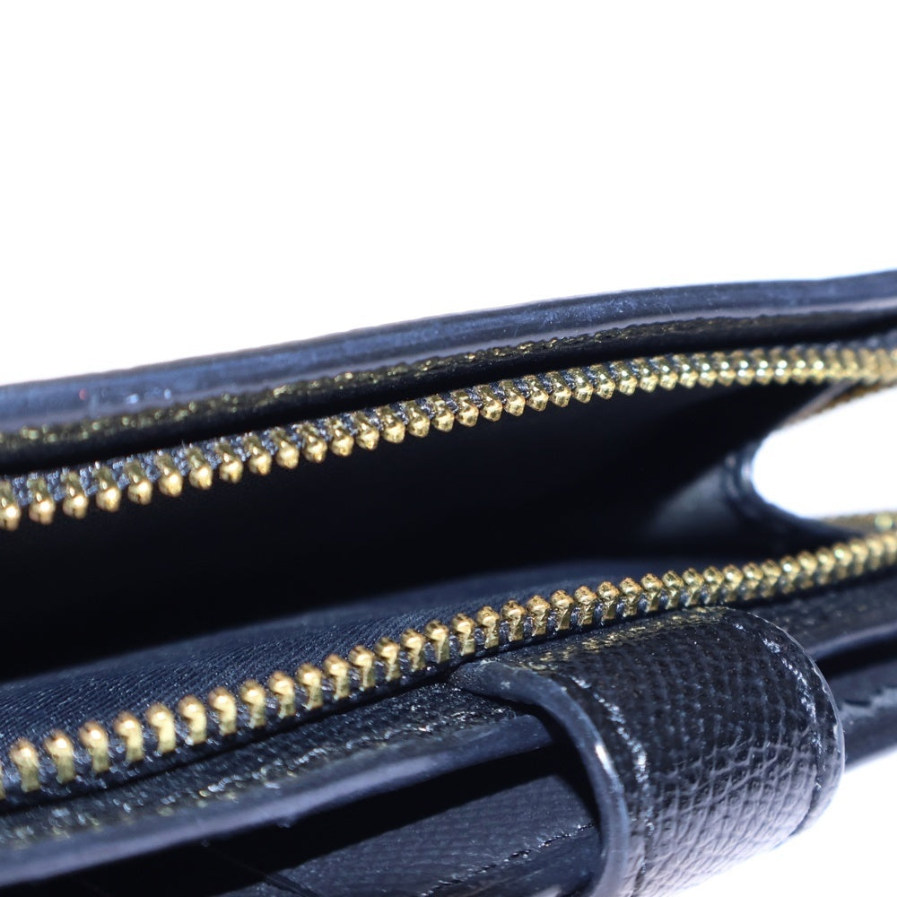 COACH(コーチ) コンパクトウォレット 二つ折り財布 カードケース ブラック レザー ゴールド金具