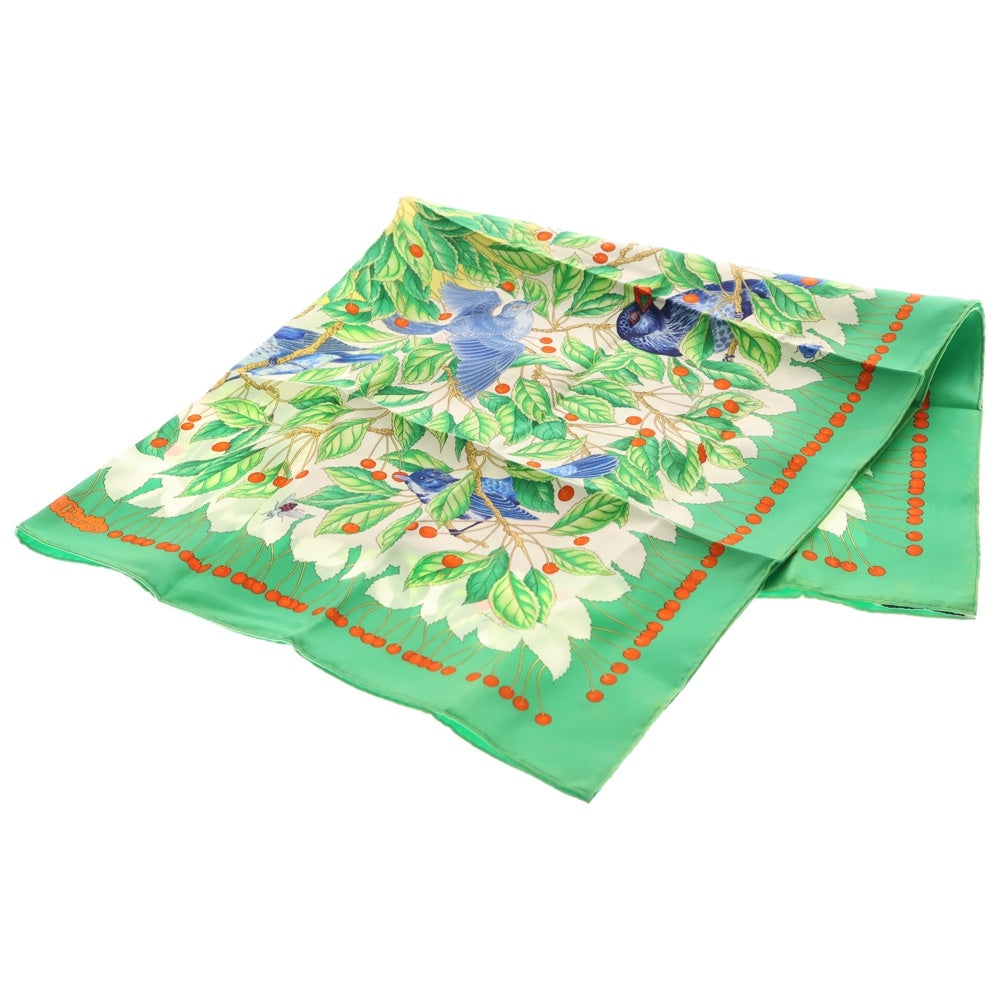 HERMES(エルメス) カレ90 Les merises リーフ シルクスカーフ グリーン