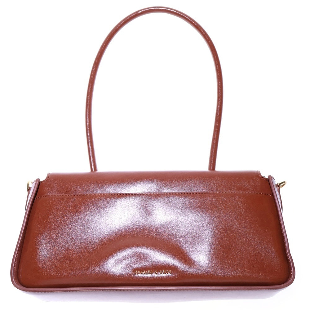 CHARLES&KEITH(チャールズ＆キース) 2WAYハンドバッグ ショルダーバッグ チェーンバッグ ブラウン ゴールド金具 レザー