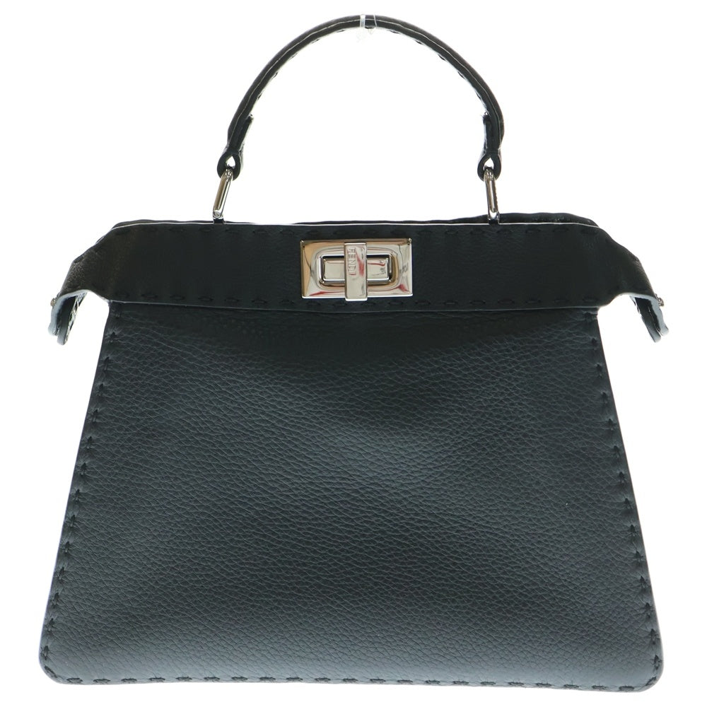 FENDI(フェンディ) セレリア ピーカブー ミニ レザー 2WAY ハンド ショルダーバッグ シルバー金具 ブラック 8BN244