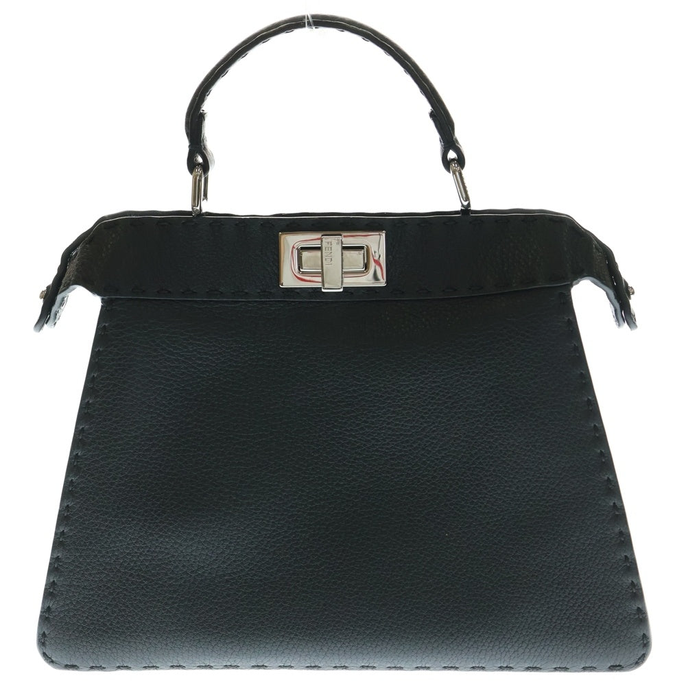FENDI(フェンディ) セレリア ピーカブー ミニ レザー 2WAY ハンド ショルダーバッグ シルバー金具 ブラック 8BN244