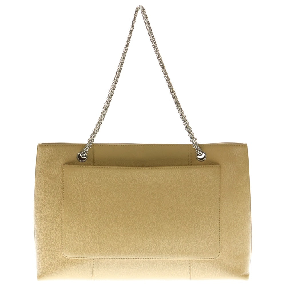 CHANEL(シャネル) ココマーク キャビアスキン レザー チェーントートバッグ シルバー金具 ベージュ 6番台