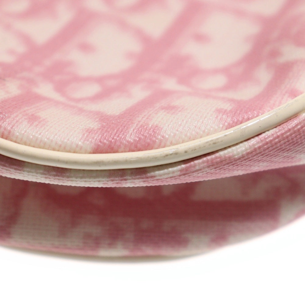 Christian Dior(クリスチャンディオール) トロッター PVCレザー切替サドルバッグ ハンドバッグ ピンク/ホワイト