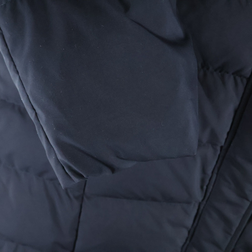 BLUE LABEL CRESTBRIDGE(ブルーレーベルクレストブリッジ) 裏地チェック総柄 フーデッド ジップアップ ダウン ロング ジャケット コート ネイビー 56C02-413-29