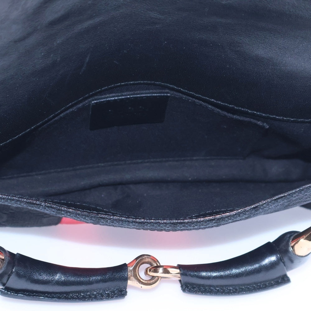 GUCCI(グッチ) GGキャンバス ホースビット チェーンショルダーバッグ ハンドバッグ ブラック×ピンク 限定配色 129497