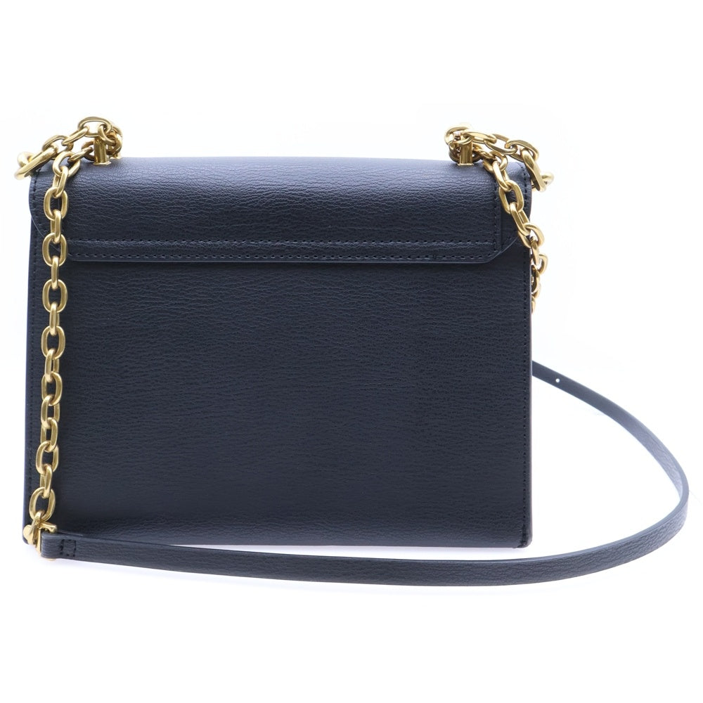 CHARLES&KEITH(チャールズ＆キース) ロゴ レザーチェーンショルダーバッグ ブラック/ゴールド