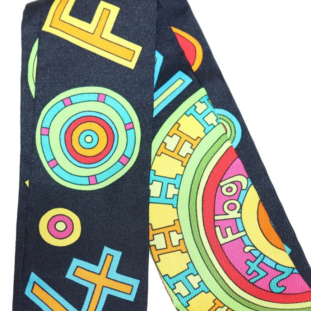 HERMES(エルメス) ツイリー スカーフ 24.Flog ブラック シルク