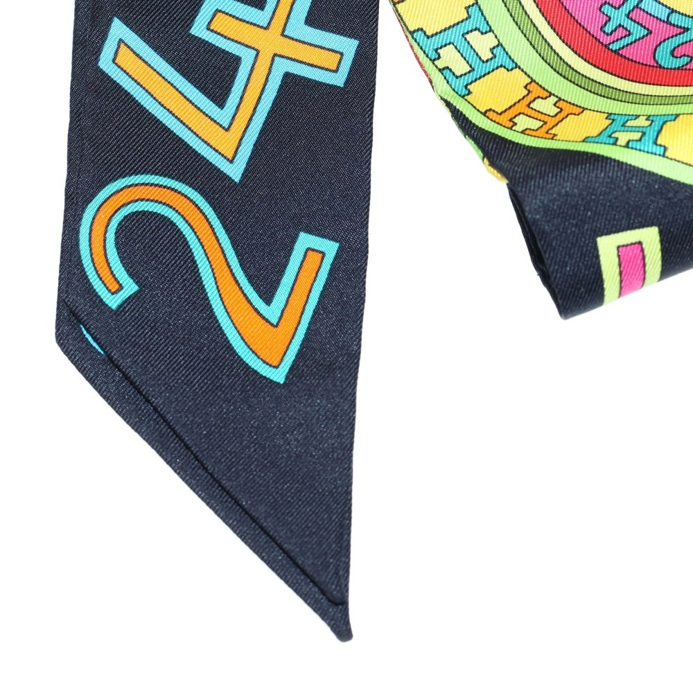 HERMES(エルメス) ツイリー スカーフ 24.Flog ブラック シルク