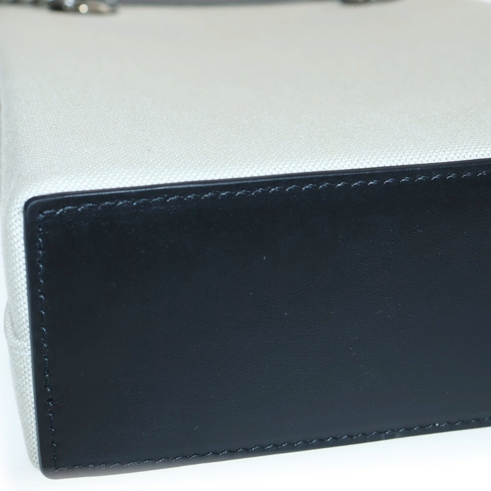 BALENCIAGA(バレンシアガ) デューティフリー フォンホルダー 2WAYバッグ ミニトートバッグ ハンドバッグ ショルダーバッグ ブラック×アイボリー キャンバス×レザー シルバー金具 761303