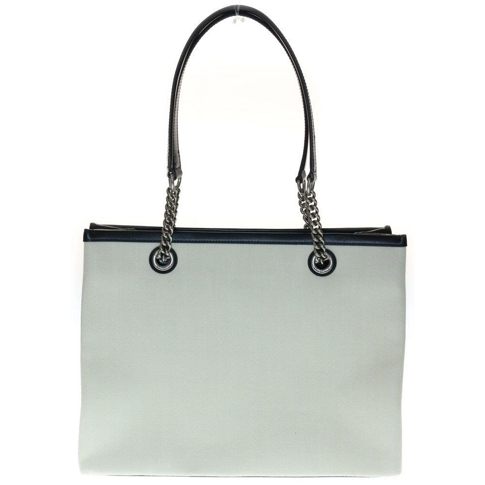 BALENCIAGA(バレンシアガ) デューティフリー トートバッグ ハンドバッグ チェーンバッグ アイボリー×ブラック キャンバス×レザー シルバー金具 759973