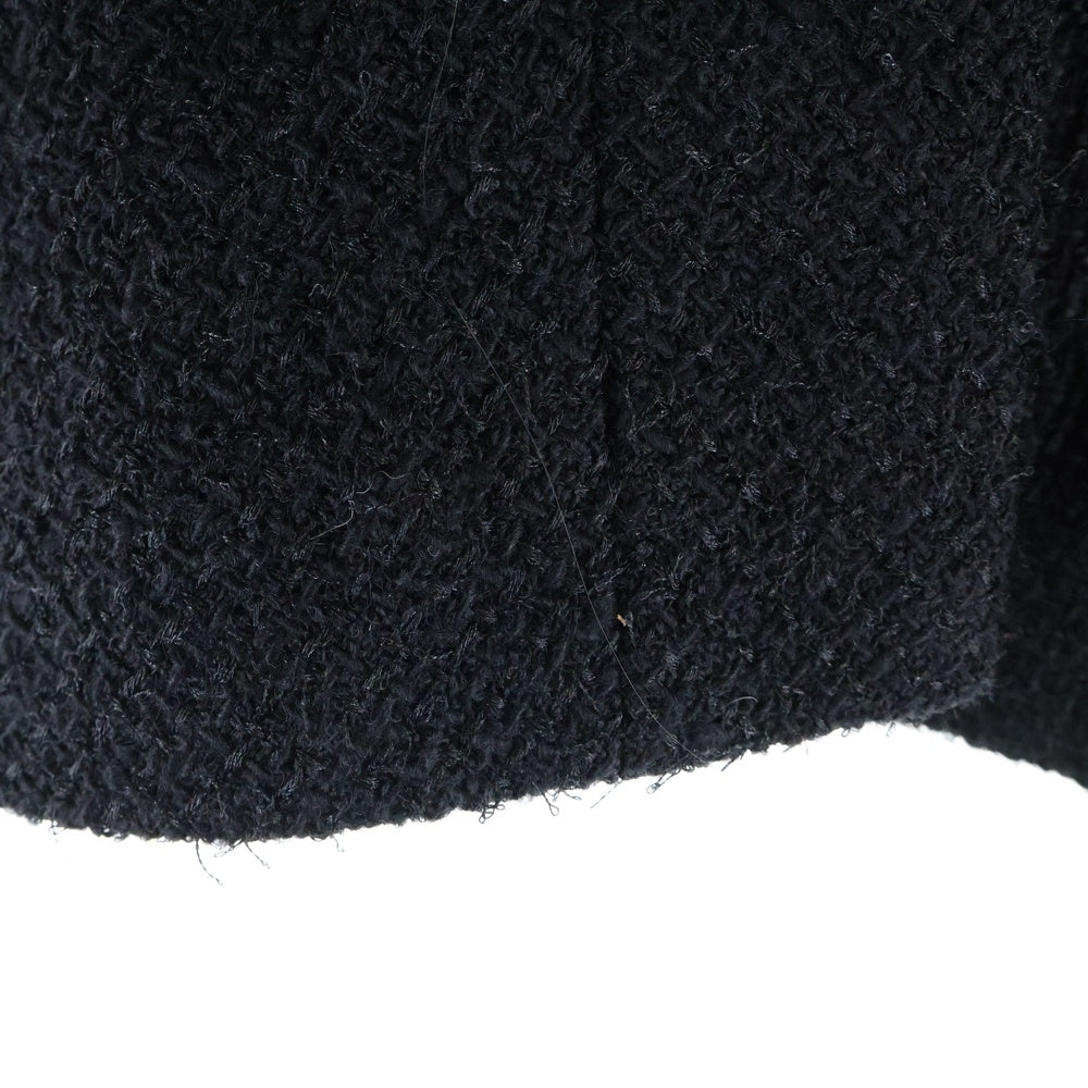 CHANEL(シャネル) ココマーク グリポワボタン ウール ツイード スタンドカラー ジップアップ 比翼 クロップド ショートジャケット ブラック レディース P62026V19676