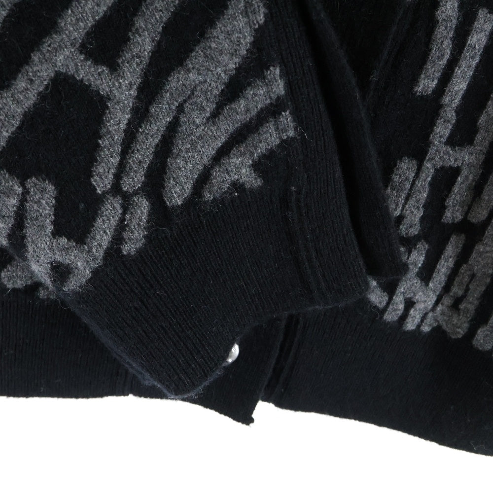 CHANEL(シャネル) ココマークボタン グラフィックロゴ 総柄ジャガード カシミヤ ニット フーデッド ジャケット カーディガン グレー/ブラック レディース P70640K10206