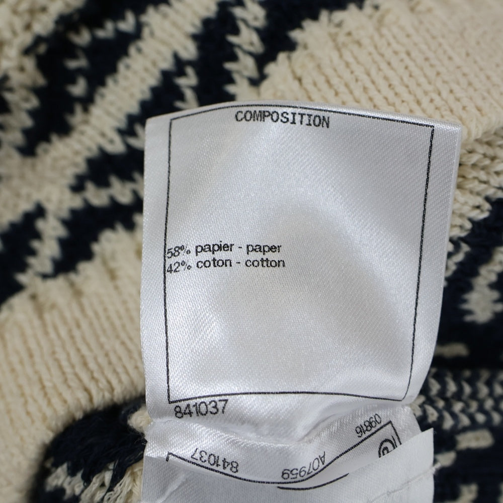 CHANEL(シャネル) 20P スプリングコレクション ココマークボタン コットン ペーパー プルオーバー 長袖 ニット セーター ホワイト/ネイビー レディース P63046K48844