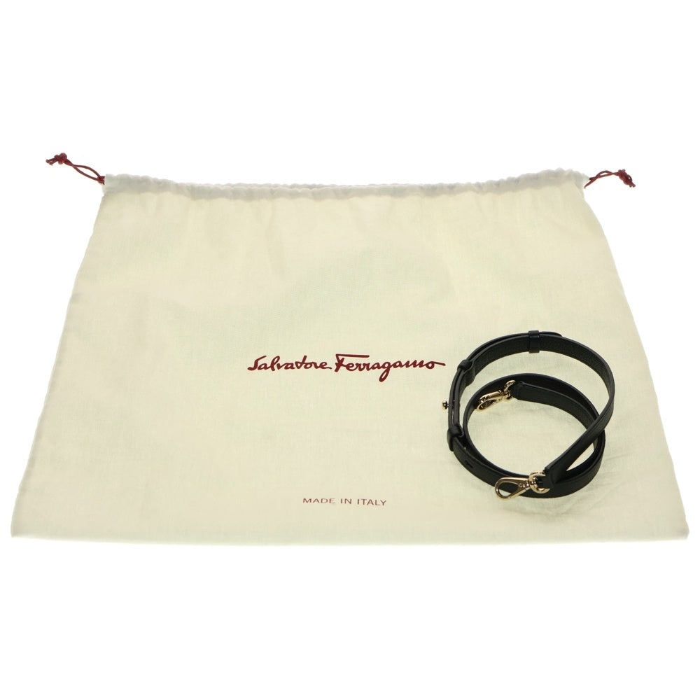 FERRAGAMO(フェラガモ) ガンチーニ 2wayハンドバッグ ショルダーバッグ ブラック ゴールド金具 レザー