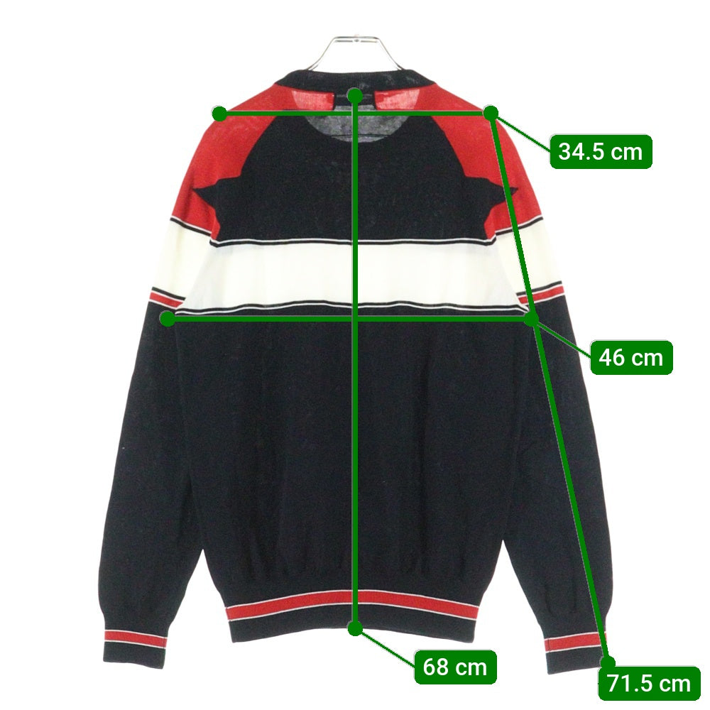 GIVENCHY(ジバンシィ) 16SS Ready to Wear レディ トゥ ウェア スター ラグランスリーブ コットン クルーネック プルオーバー 長袖ニット セーター ブラック/レッド 16S 7502 501