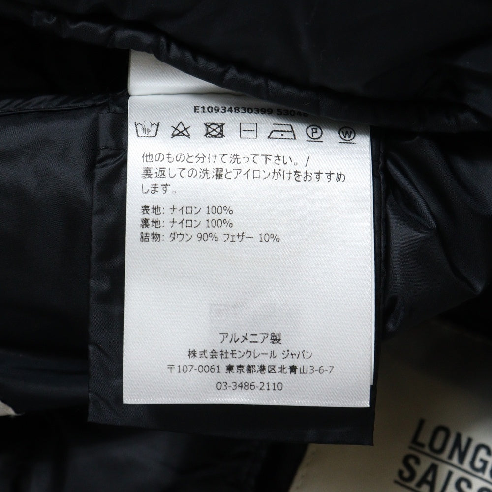 MONCLER(モンクレール) 19SS LIANE リアーネ ワッペンロゴ スナップボタン ライト ダウン ベスト ジレ ブラック E10934830399 53048