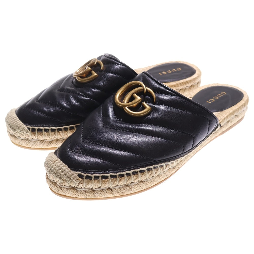 GUCCI(グッチ) GGマーモント エスパドリーユ レザー フラット シューズ