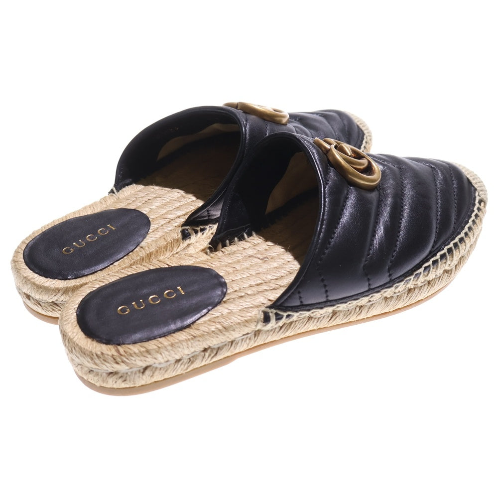 GUCCI(グッチ) GGマーモント エスパドリーユ レザー フラット シューズ