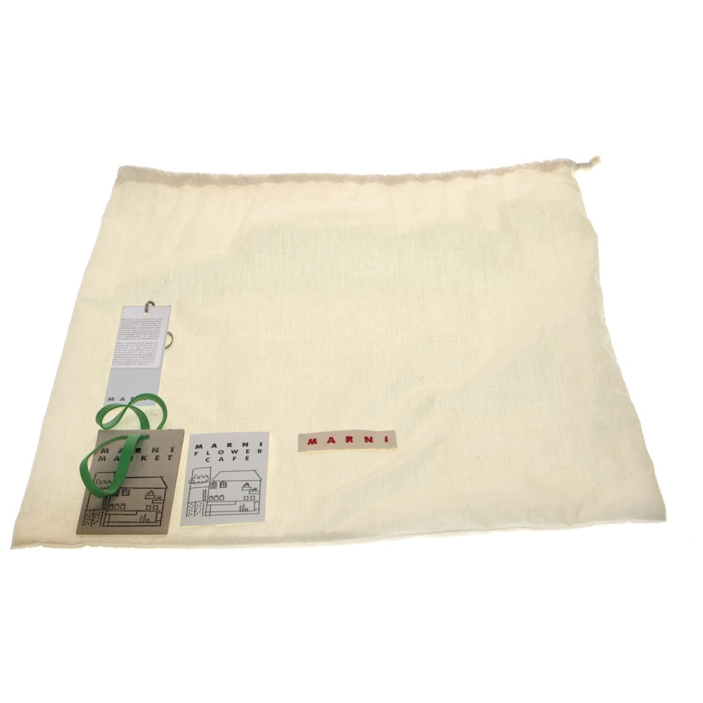 MARNI(マルニ) MARKET STENCIL BAG マーケット ステンシル レザーロゴパッチ カゴ ハンド トートバッグ ホワイト/ブラック レディース SHMH0067A0RF081