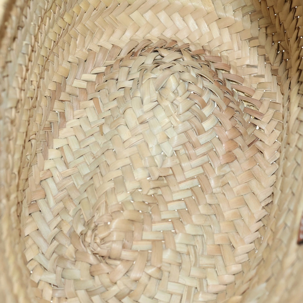 LOEWE(ロエベ) カゴバッグ ハンドバッグ ミニトートバッグ ブラウン×ベージュ ラフィア×レザー アナグラムレザーパッチ