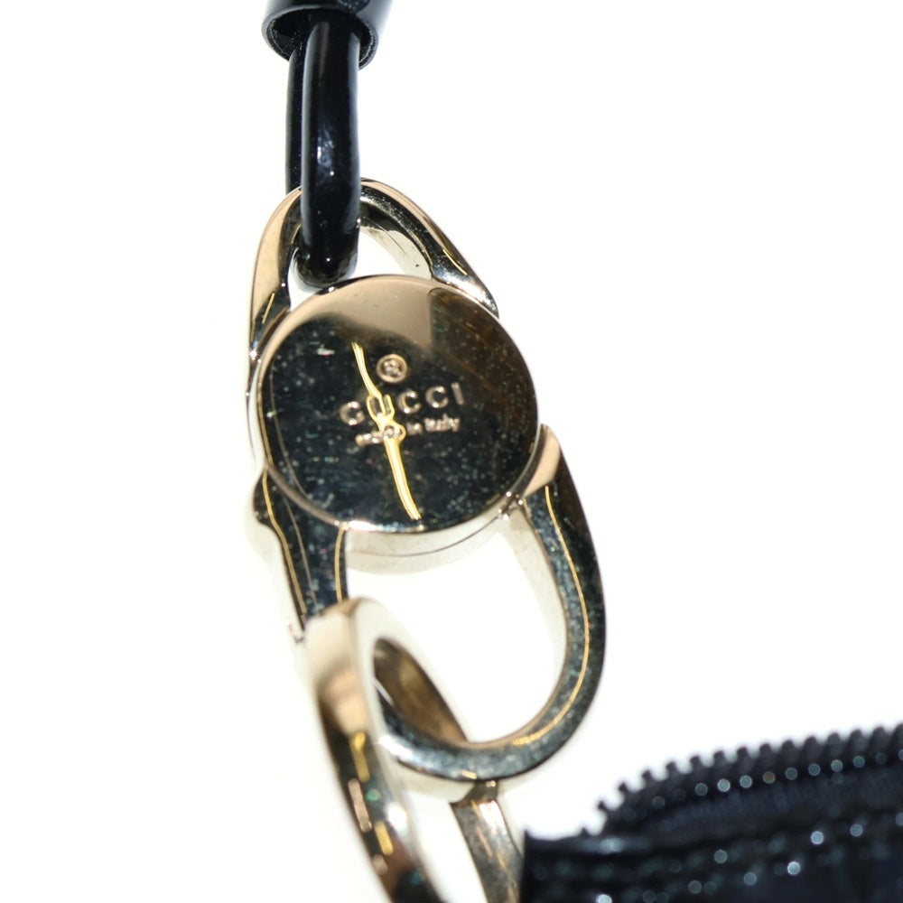 GUCCI(グッチ) GGキャンバス ワンショルダーバッグ ハンドバッグ ブラック×ネイビー レザー×キャンバス ゴールド金具 001・4158