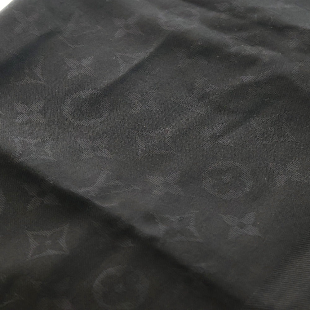 LOUIS VUITTON(ルイヴィトン) モノグラム 大判スカーフ ストール ブラック シルク×ウール M71329