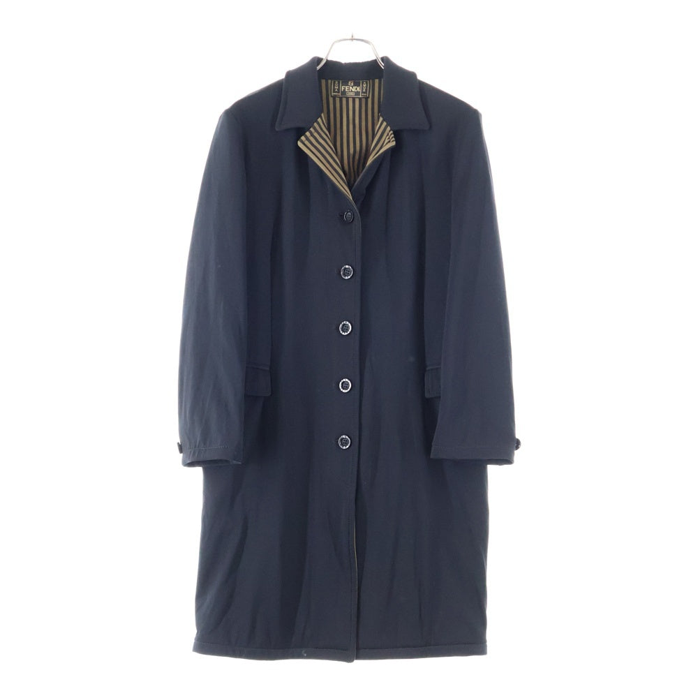 FENDI(フェンディ) ストライプ柄切り替え チェスターコート ブラック/ブラウン レディース 27.533919 11043